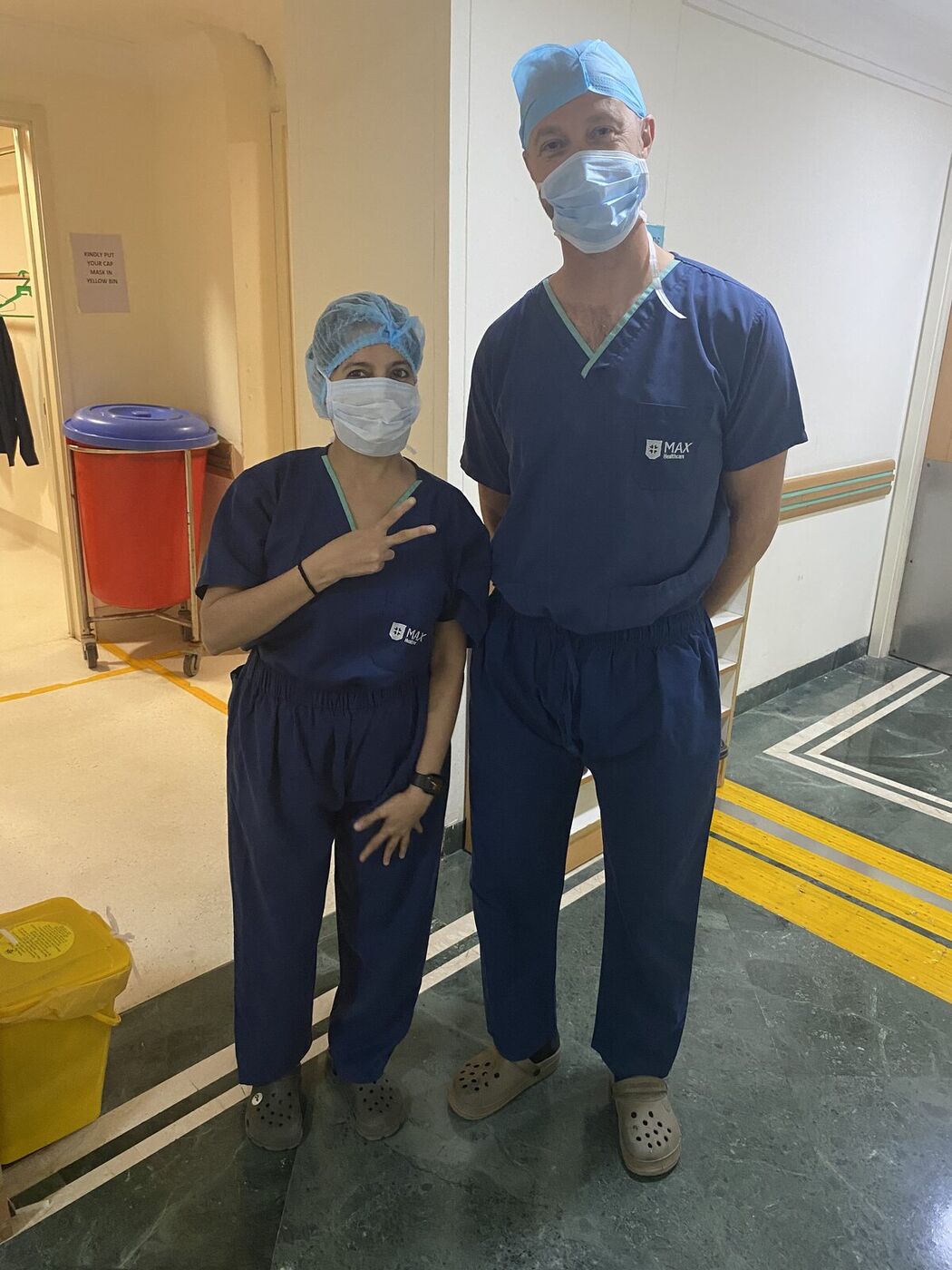 Meridian's founder scrubbed in to observe surgery at a partner hospital in India