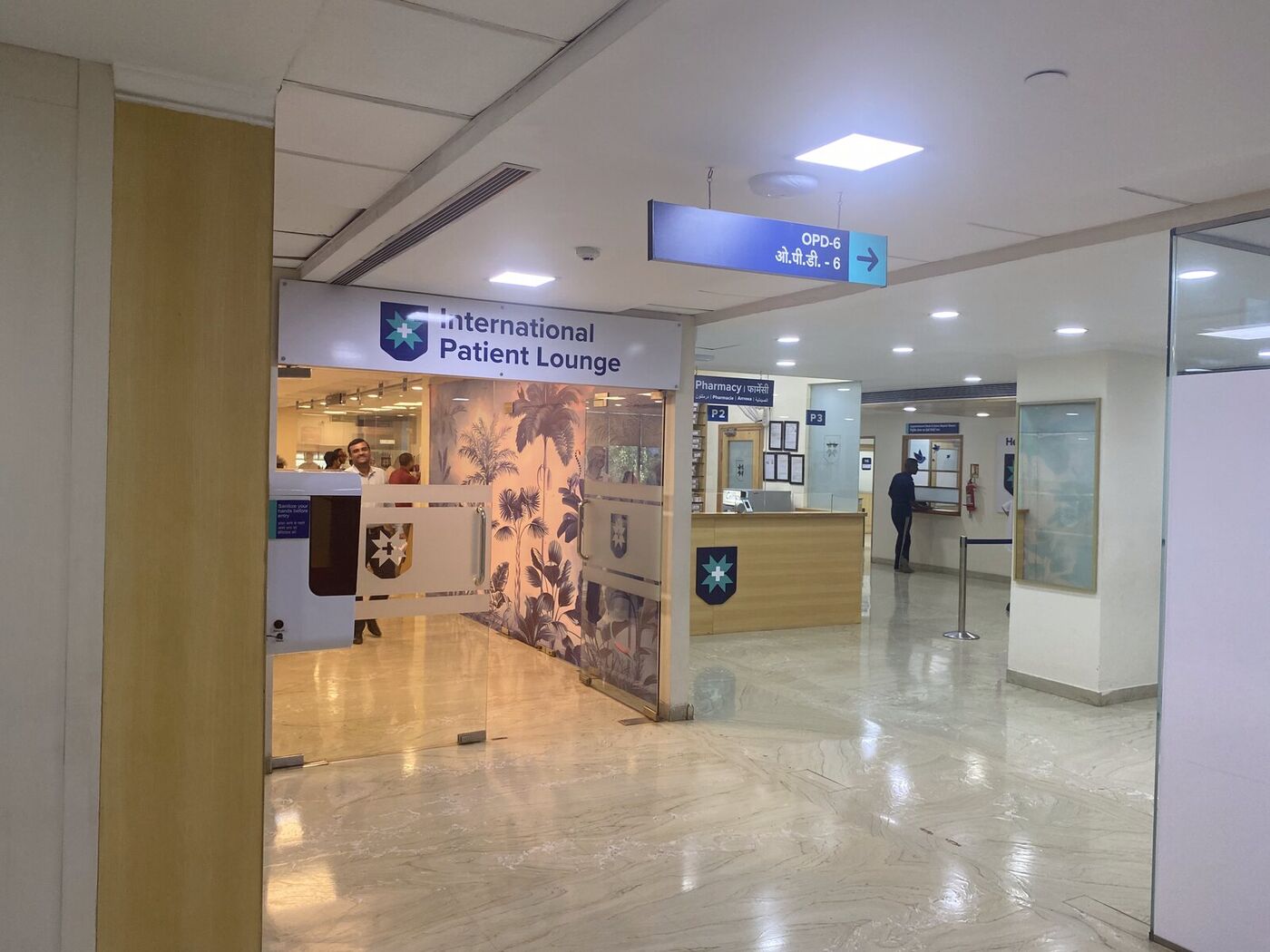 International patient lounge at a partner hospital in India