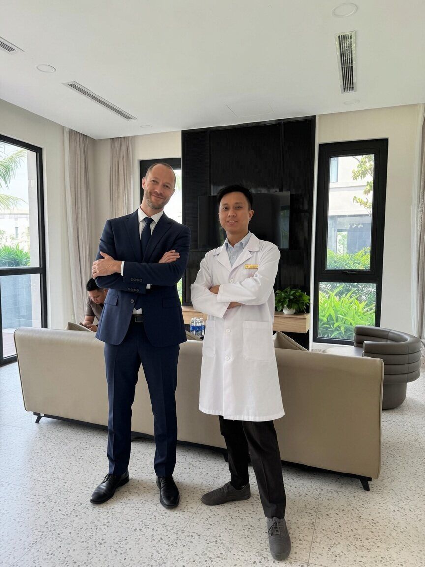 Our founder with a partner specialist in Vietnam